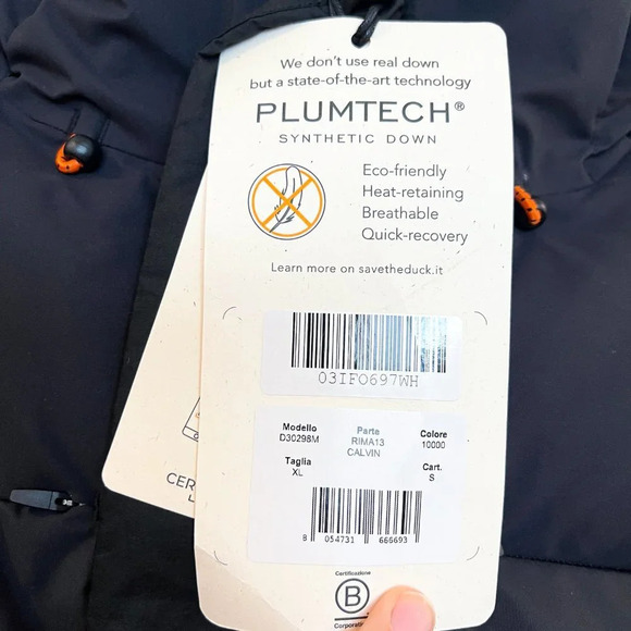 Save the Duck Plumtech Calvin Vegan Black Hooded Outdoor Winter Puffer Coat XL - Picture 7 of 15